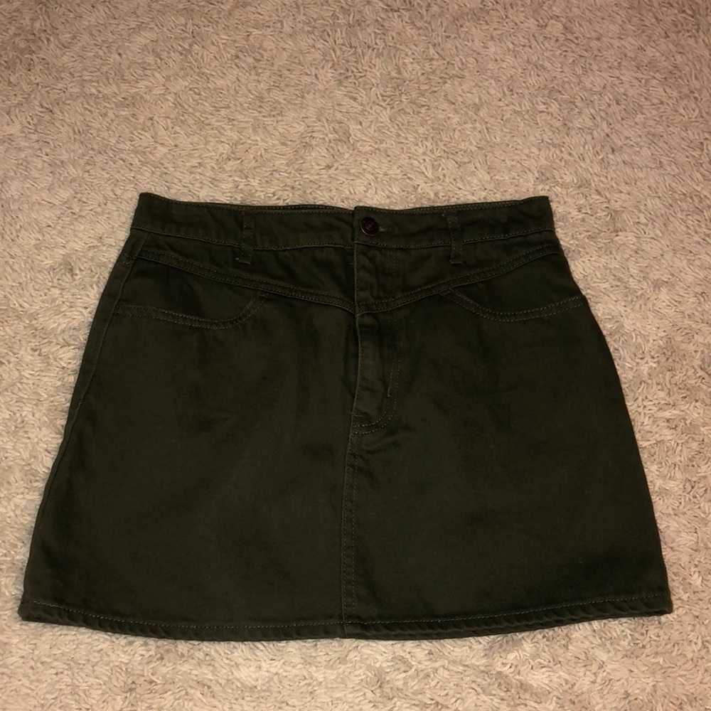 Green denim skirt